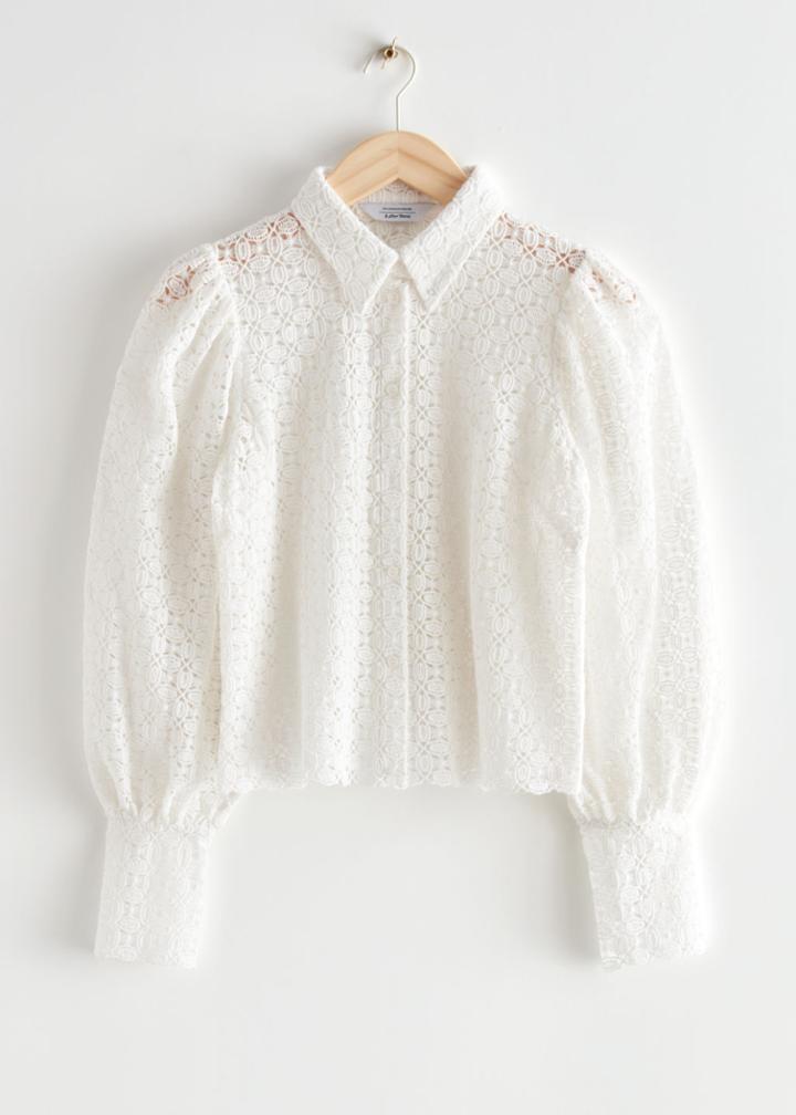 Other Stories Scalloped Lace Blouse - White
