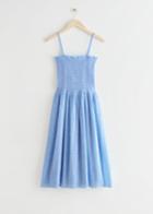Other Stories Smocked Midi Dress - Blue