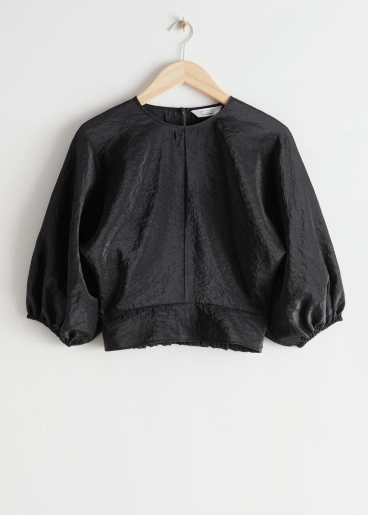 Other Stories Voluminous Puff Sleeve Top - Black
