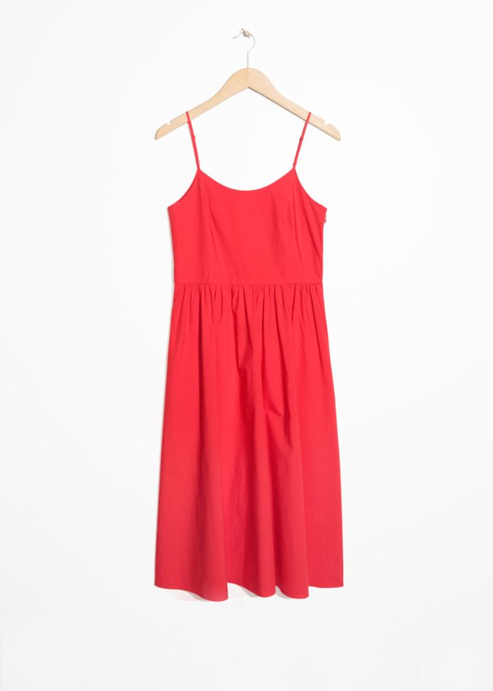 Other Stories Lace- Up Cotton Dress - Red