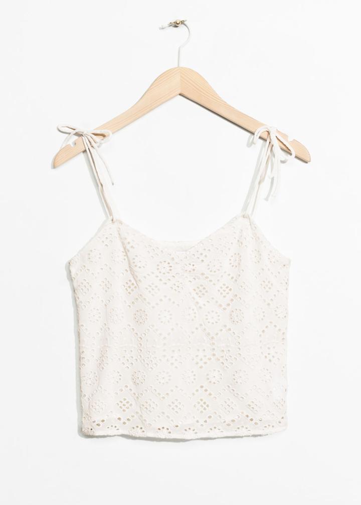 Other Stories Embroidery Crop Top - White
