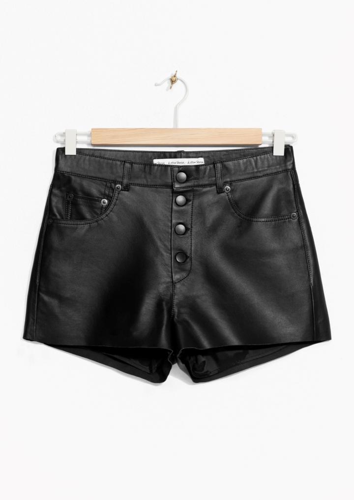 Other Stories Buttoned Leather Shorts