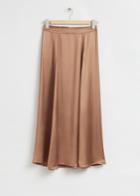 Other Stories Long Flared Satin Skirt - Beige