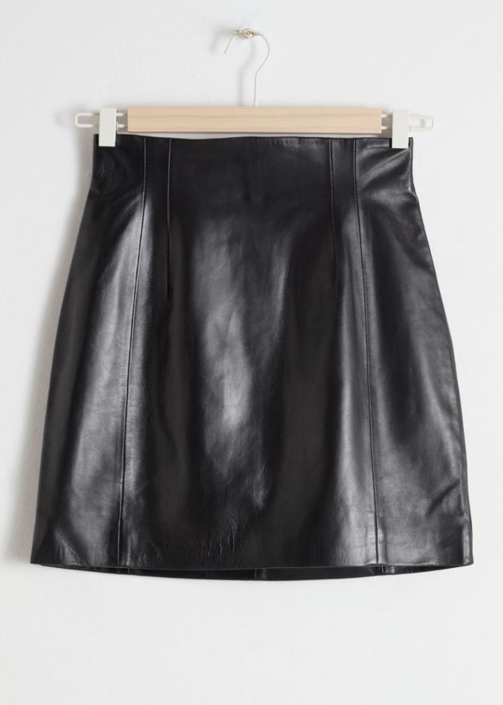 Other Stories High Waisted Leather Skirt - Black