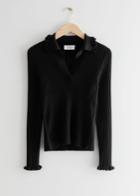 Other Stories Fitted Rib Knit Top - Black