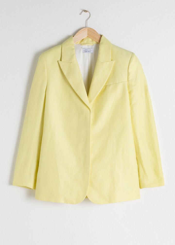 Other Stories Oversized Linen Blend Blazer - Yellow