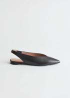 Other Stories Pointed Leather Ballerina Flats - Black