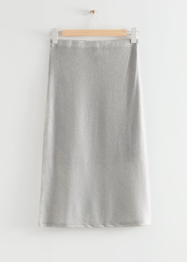 Other Stories Bias Cut Midi Skirt - Grey