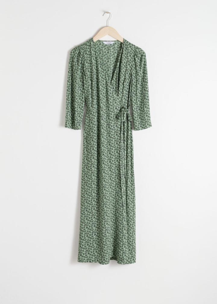 Other Stories Midi Wrap Dress - Green