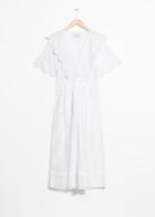 Other Stories Palm Embroidered Scallop Dress - White