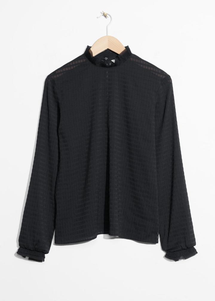 Other Stories Pleat Collar Blouse - Black
