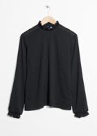 Other Stories Pleat Collar Blouse - Black