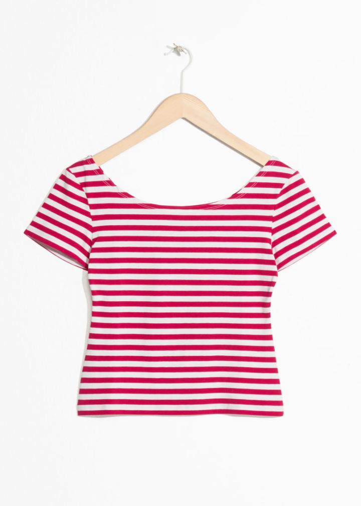 Other Stories Striped Boatneck Tee - Red