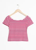 Other Stories Striped Boatneck Tee - Red