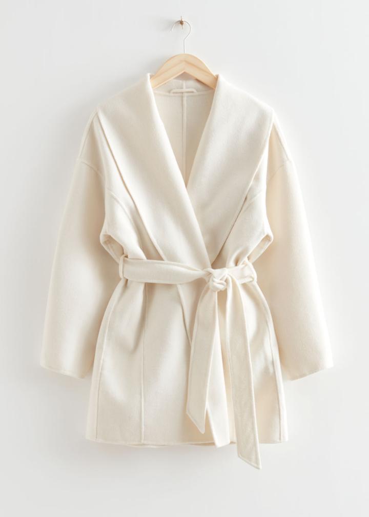 Other Stories Oversized Shawl Collar Jacket - White