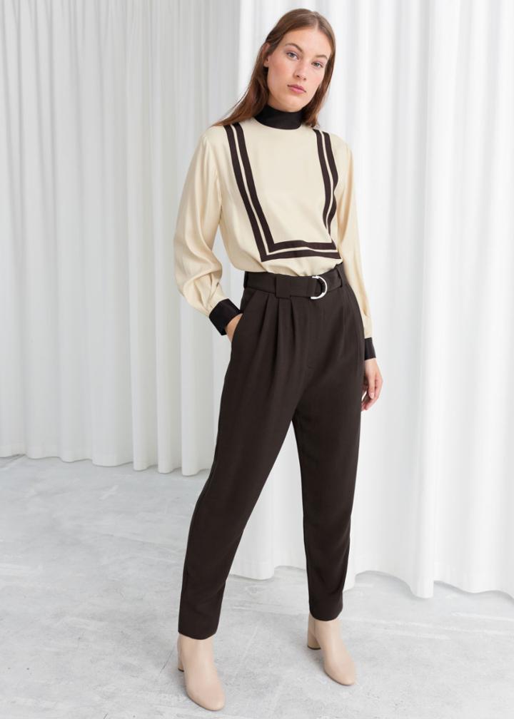 Other Stories Belted Tapered Trousers - Brown