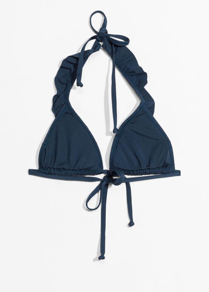 Other Stories Frill Triangle Bikini Top - Blue