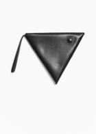 Other Stories Triangle Leather Snap Pouch - Black