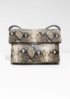Other Stories Fold-over Snake Embossed Leather Crossbody