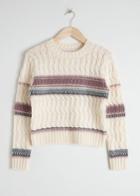 Other Stories Cropped Cable Knit Sweater - White