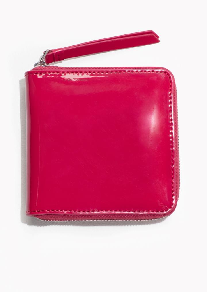 Other Stories Patent Leather Zip Wallet