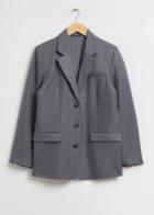 Other Stories Relaxed Single-breasted Silk Blazer - Grey