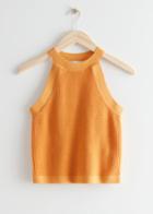 Other Stories Fitted Halter Knit Top - Orange