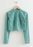 Other Stories Cropped Lace Blouse - Green