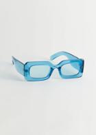 Other Stories Rectangular Thick Frame Sunglasses - Turquoise