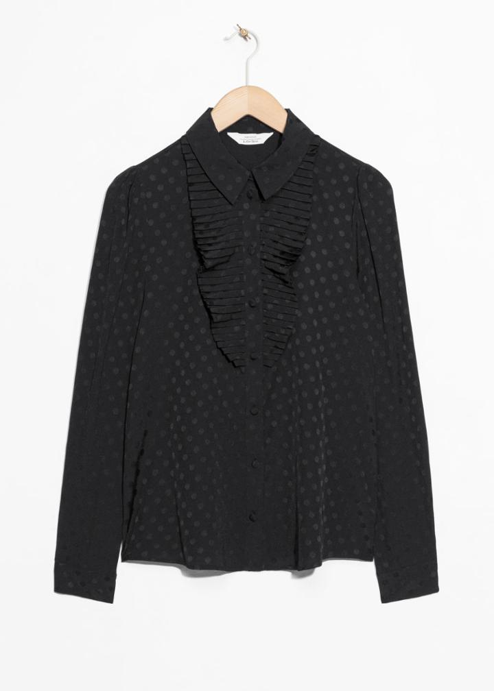 Other Stories Ascot Ruffle Blouse - Black
