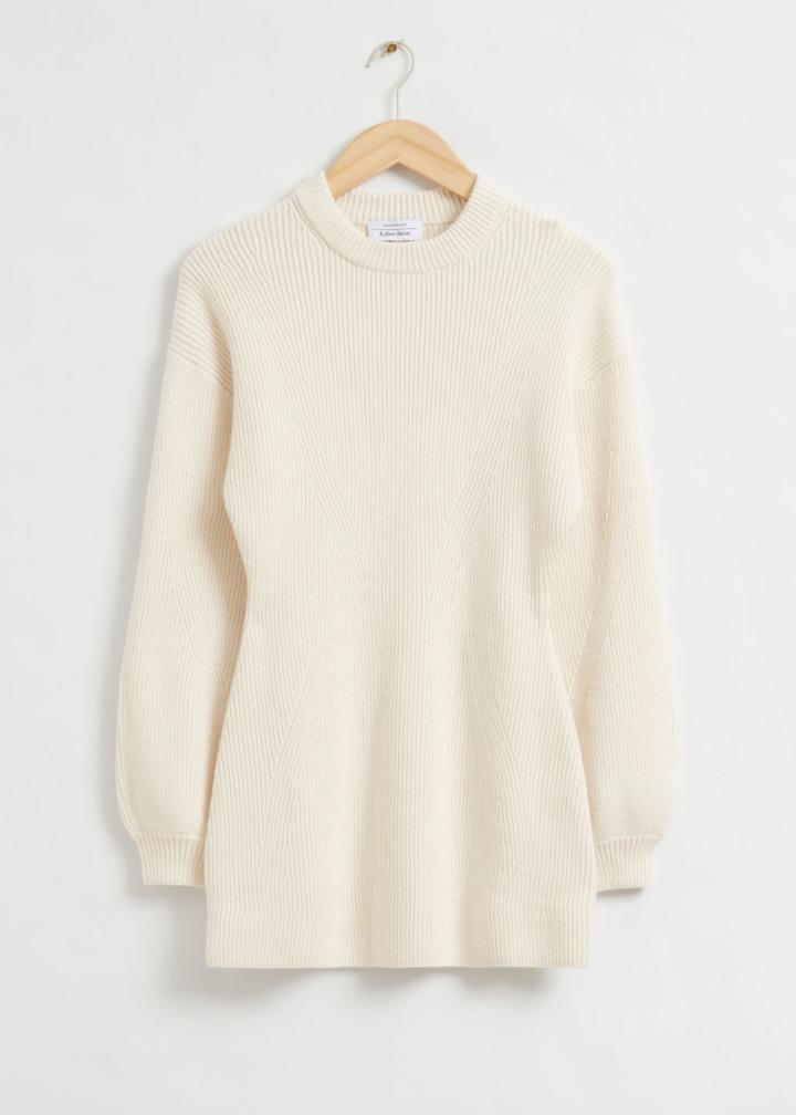 Other Stories Ribbed Hourglass Silhouette Sweater - White