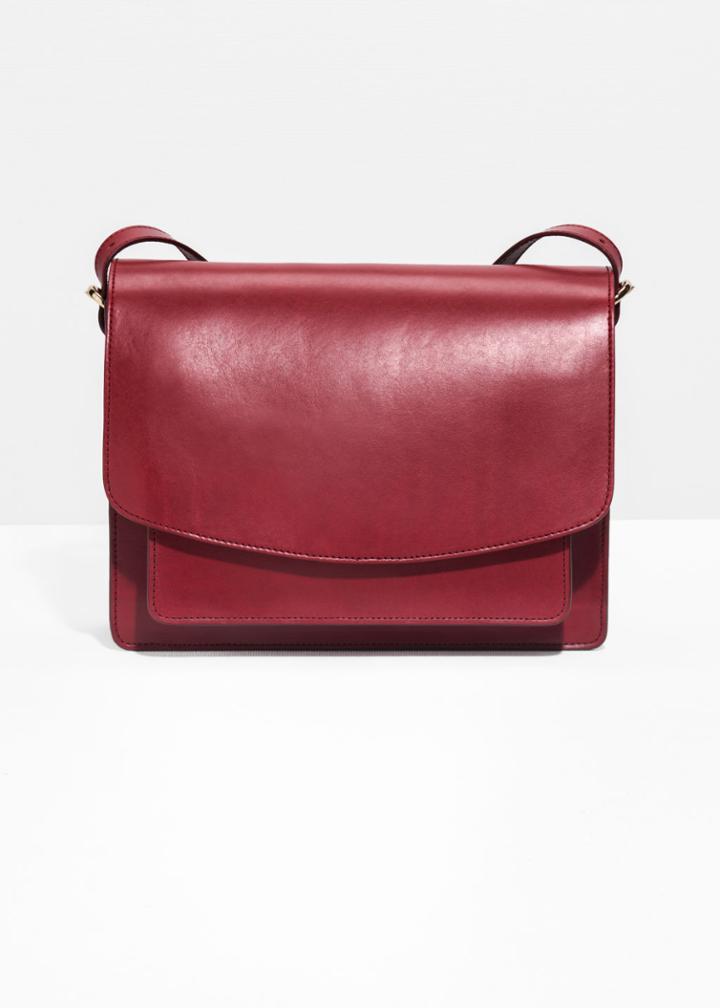 Other Stories Saddle Stitch Leather Shoulder Bag - Red
