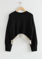 Other Stories Pearl Fringed Cropped Jumper - Black