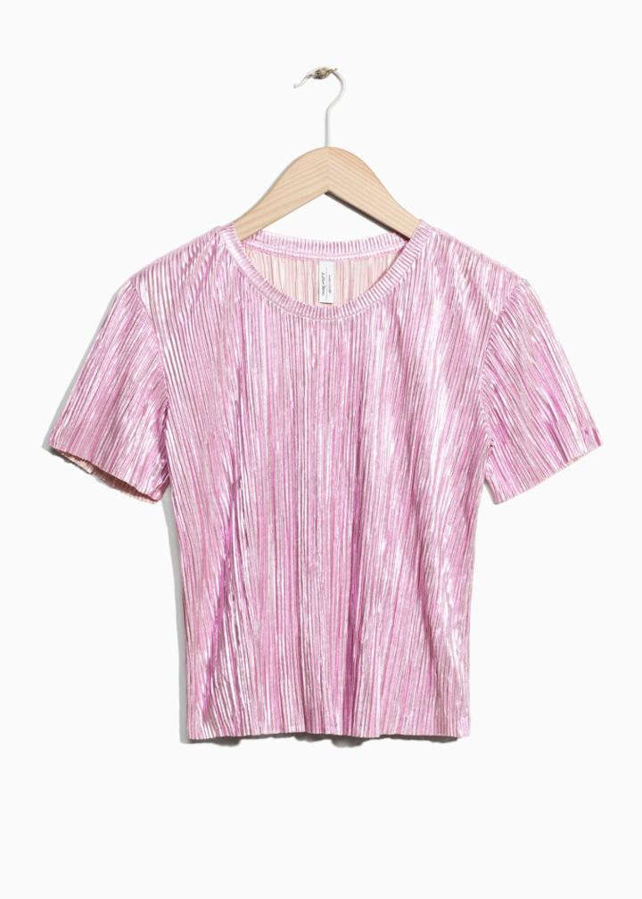 Other Stories Metallic Sheen Top - Pink