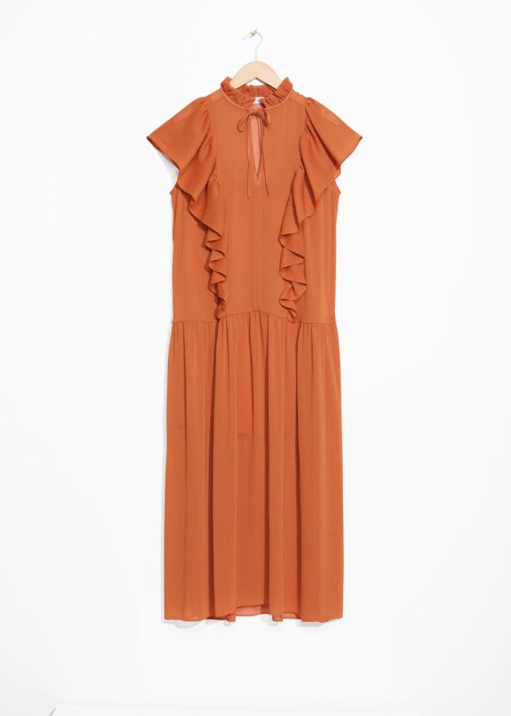 Other Stories Oversized Frill Dress - Orange