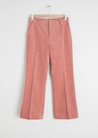 Other Stories Cropped Kick Flare Corduroy Trousers - Pink