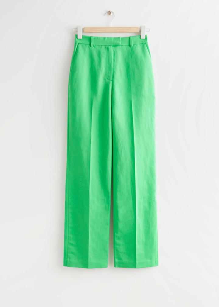 Other Stories Straight High Waist Trousers - Green