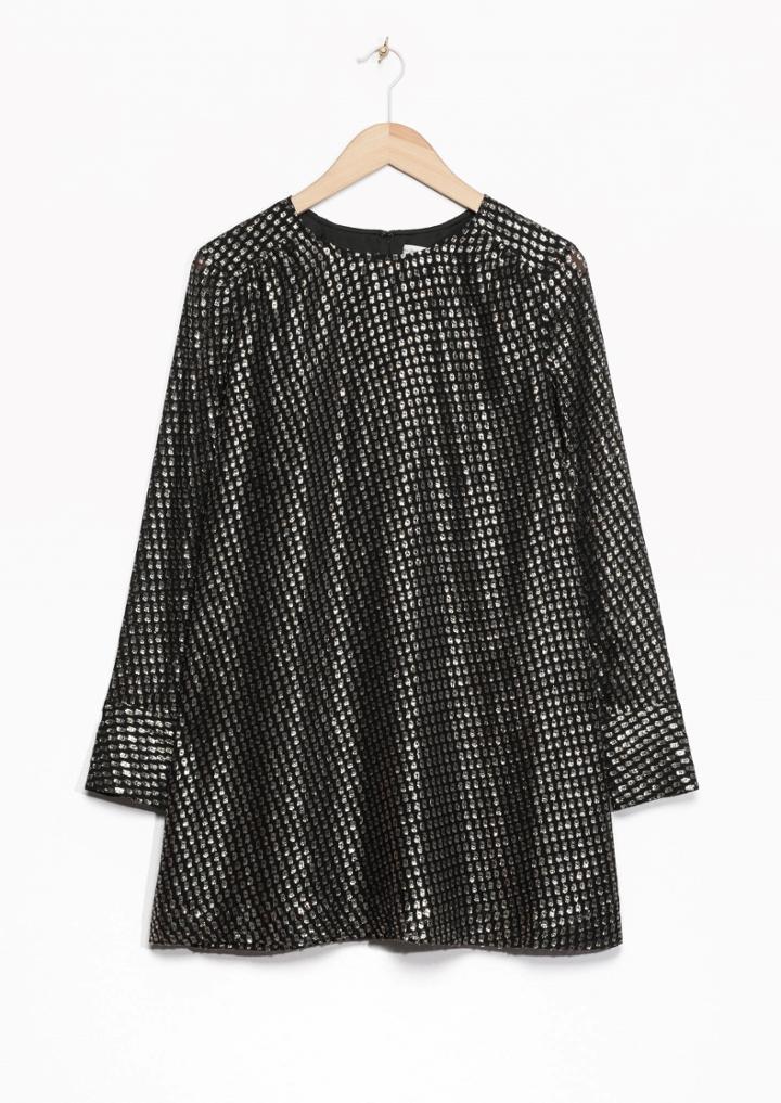 Other Stories Metallic Honeycomb Mini Dress