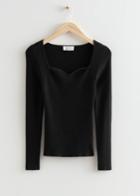 Other Stories Fitted Sweetheart Neck Top - Black
