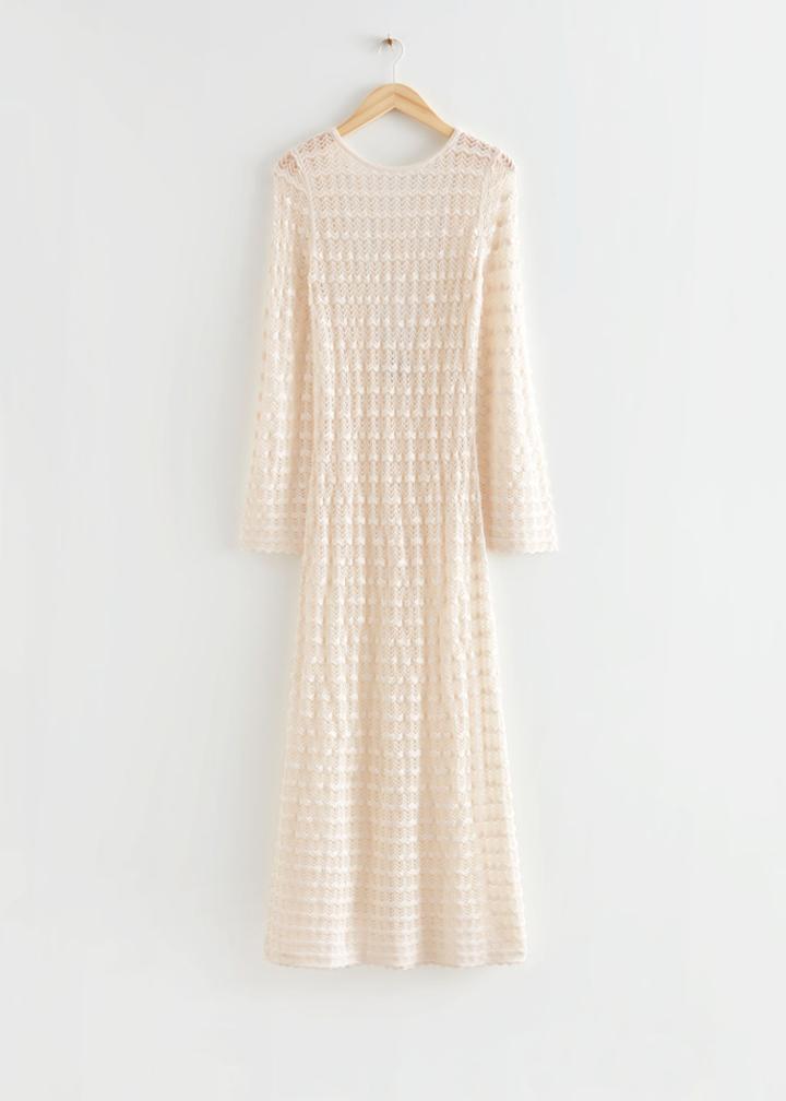 Other Stories Pointelle Knit Midi Dress - White