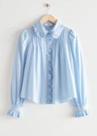 Other Stories Scalloped Embroidery Blouse - Blue
