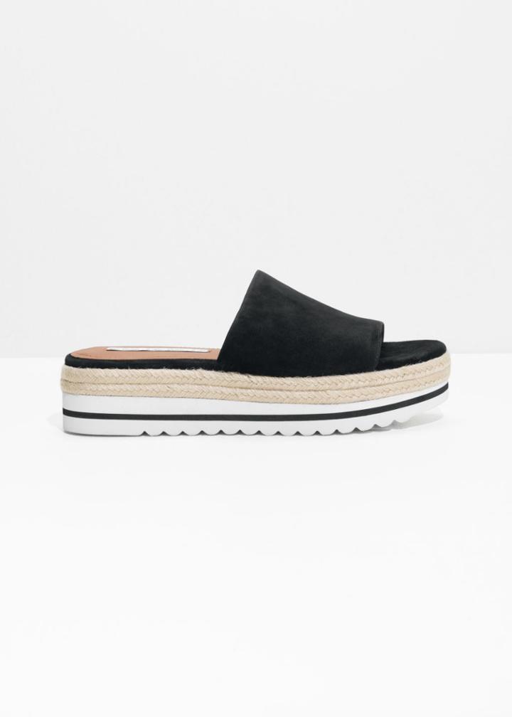 Other Stories Suede Platform Slides - Black