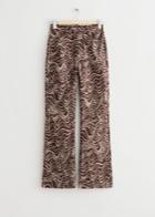Other Stories Printed Kick Flare Trousers - Beige