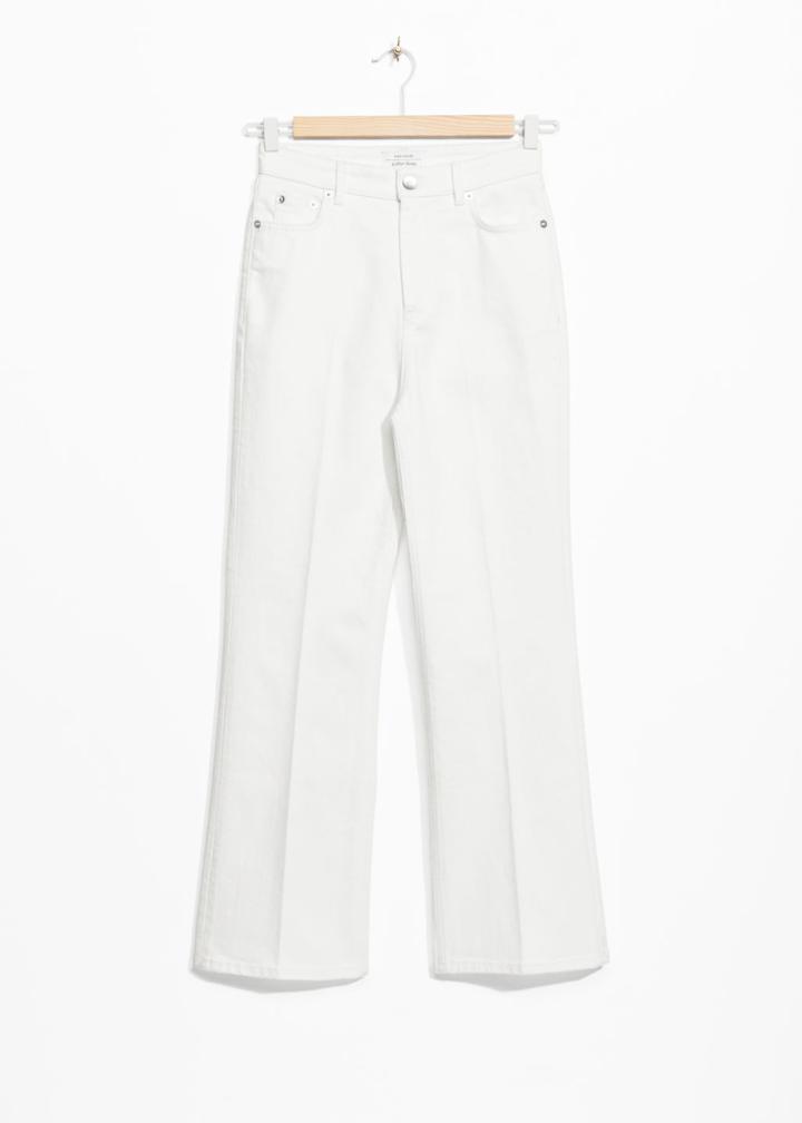 Other Stories Cropped Flared Denim Jeans - White
