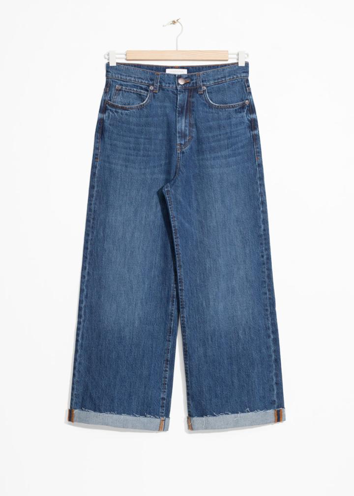 Other Stories Cropped Wide Jeans - Blue