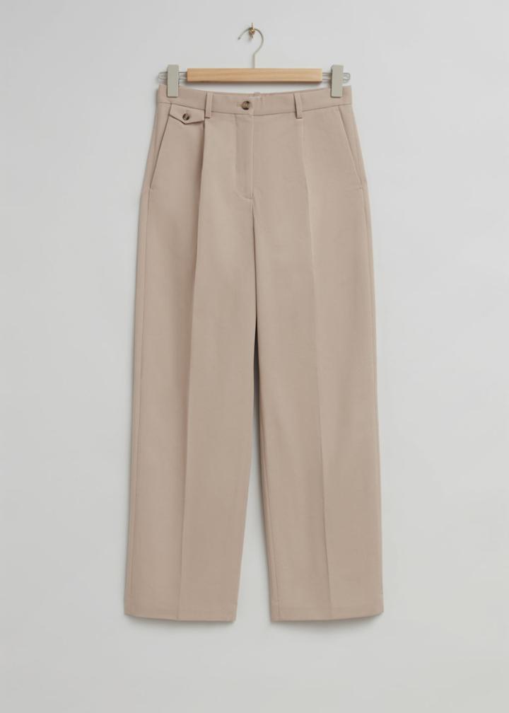 Other Stories Low Waist Dropped Crotch Trousers - Beige