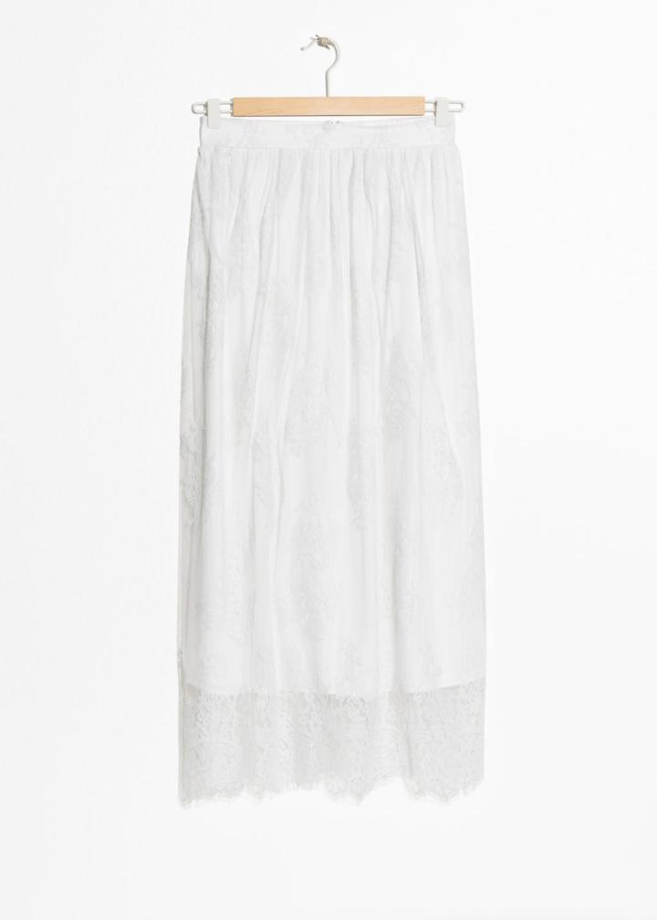 Other Stories High Waisted Lace Skirt - Grey