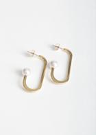 Other Stories Open Oval Pearl Hoops - Gold