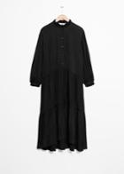 Other Stories Ruffle Collar Midi Dress - Black