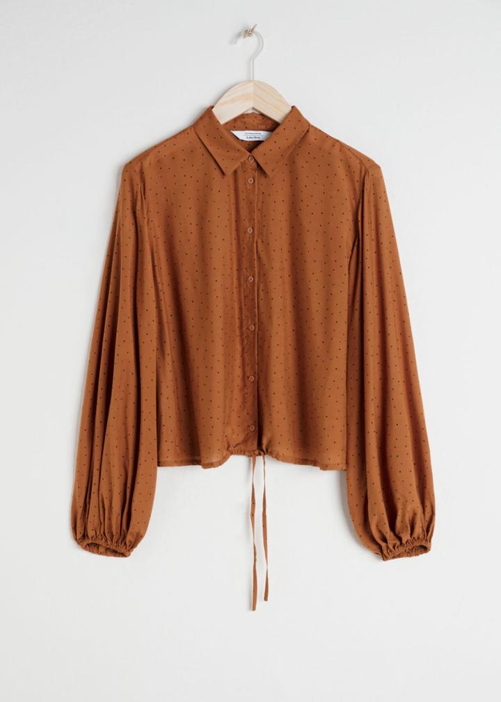 Other Stories Polka Dot Silk Blend Blouse - Brown